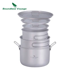Boundless Voyage Titanium Pot 1.2L 1.8L 2.4L Camping Cooking Set Backpacking Pot for Hiking Trekking Picnic Ti2106C-Ti2109C