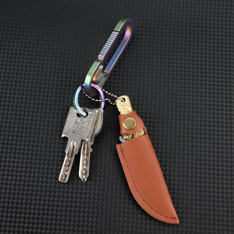 Portable Brass Knife Sharp Mini Kitchen Knife Gift Keychain Hanger Disassembly and Delivery Outdoor EDC Portable Camping Tools