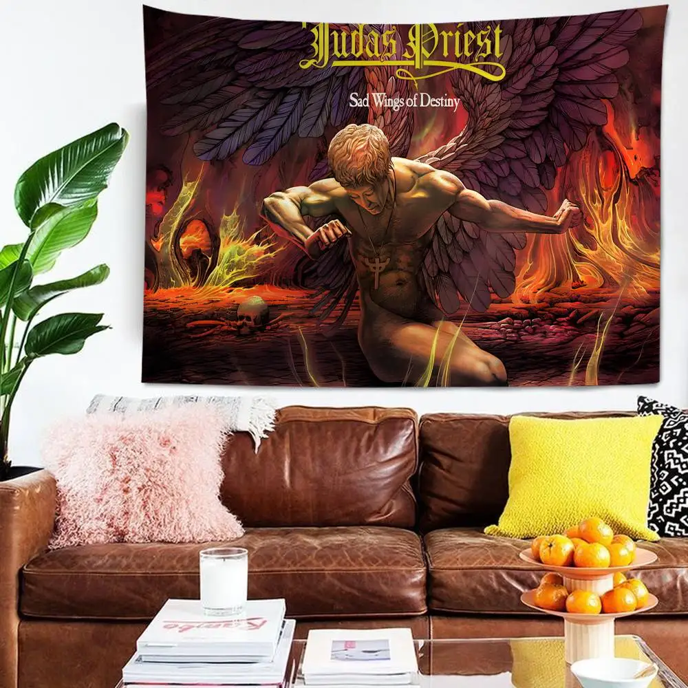 J-Judas P-Priest ROCK BAND Colorful Tapestry Wall Hanging Hanging Tarot Hippie Wall Rugs Dorm Wall Art Decor