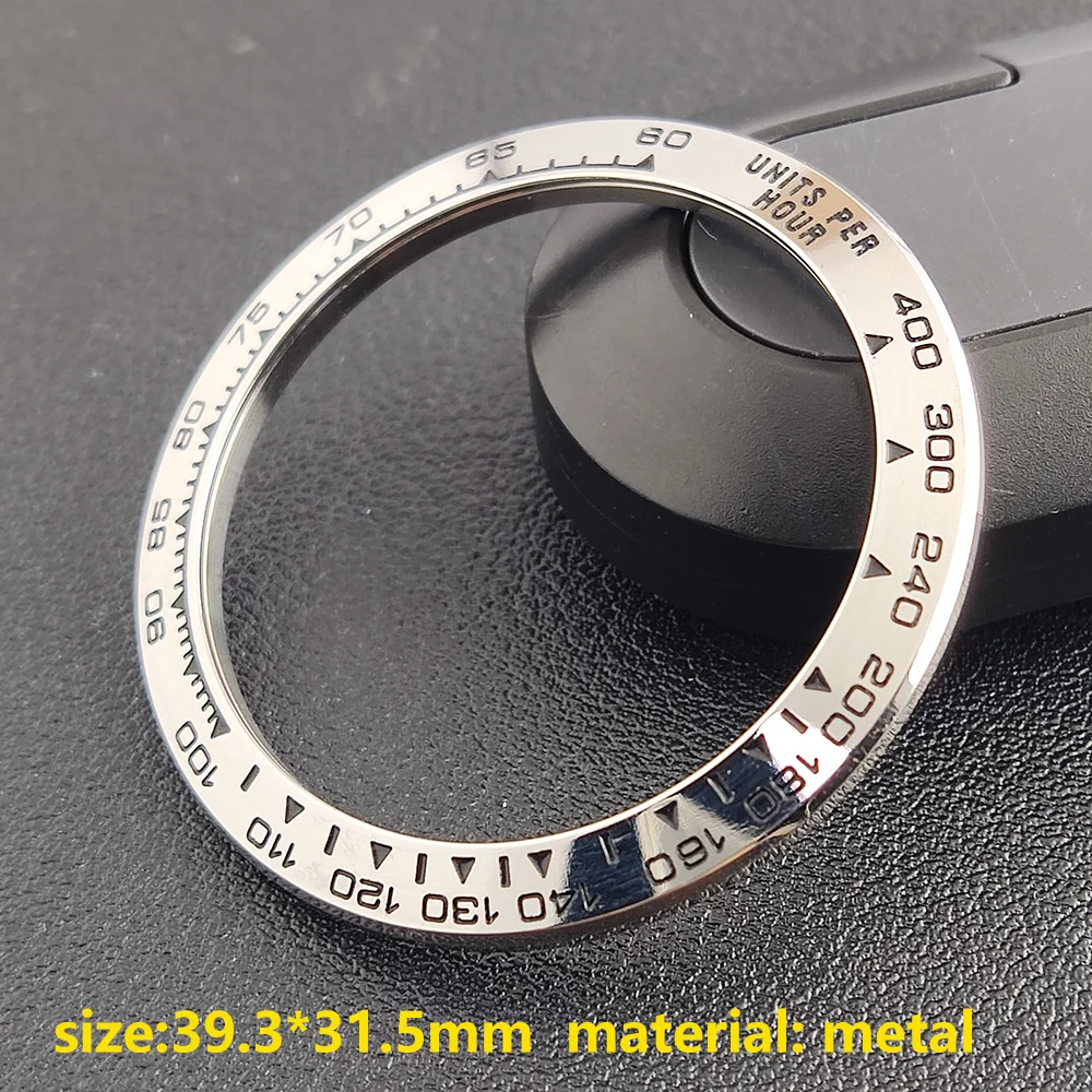 Daytona Sloped Ceramic bezel insert 39.3*31.5mm Metal special silver bezel insert module watch accessories