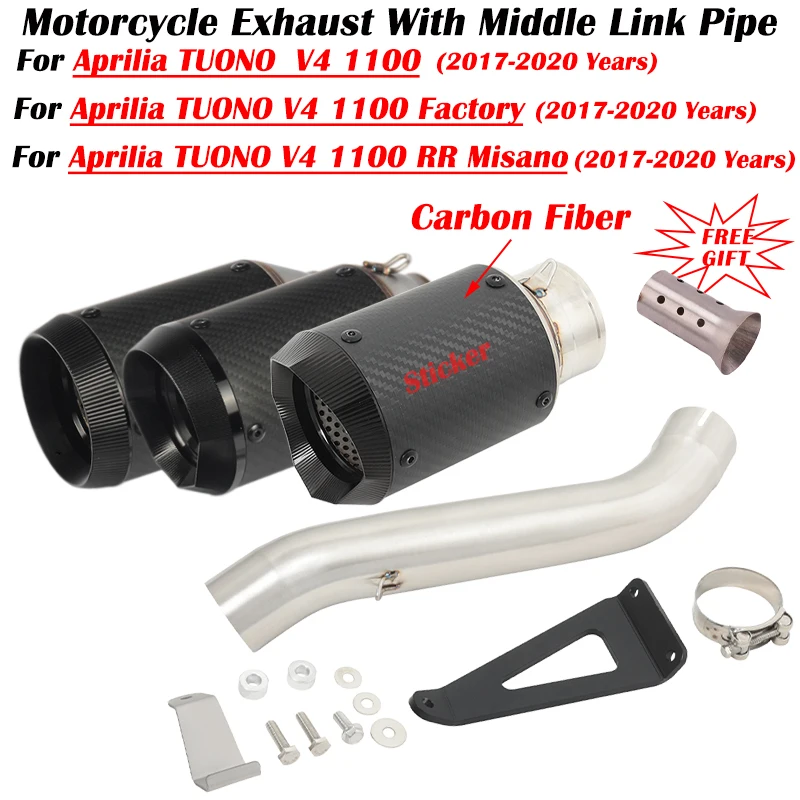 

For Aprilia TUONO V4 1100 Factory RR Misano 2017 - 2019 2020 Motorcycle Exhaust Escape Modified Racing Muffler Middle Link Pipe