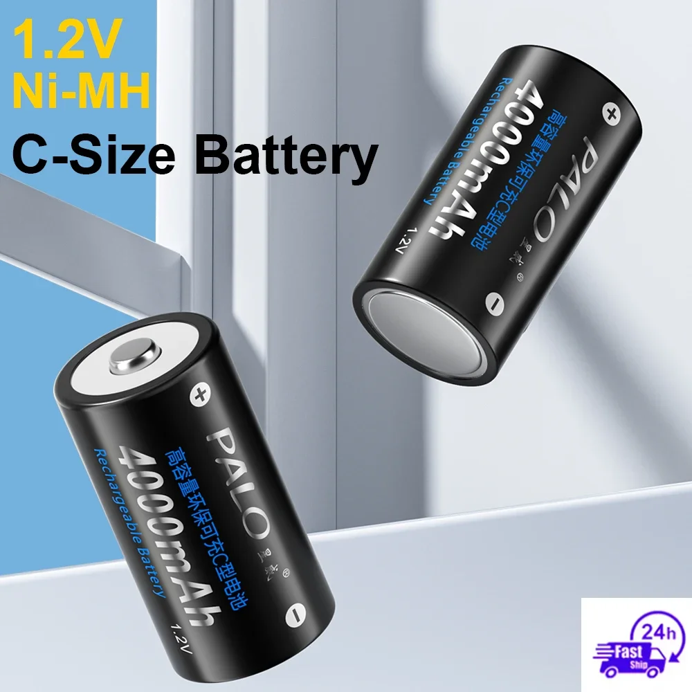 

PALO 1.2V C Size Battery 4000mAh NI-MH Rechargeable Batteries R14 LR14 1.2V Battery for Gas Cooker Flashlight Emergency light