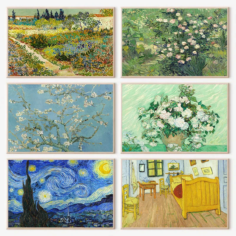 Vincent Van Gogh Almond Blossom French Impressionist Landscape Poster Canvas Painting Nordic Wall Art Pictures Home Decor