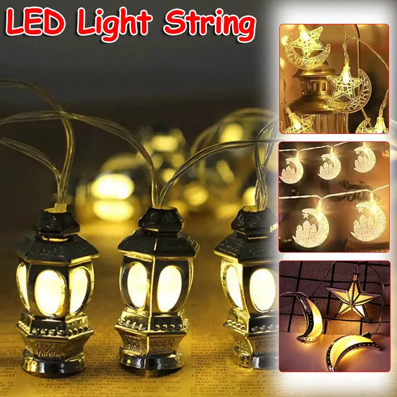 

10LED 1.5M Moon Star castle Led Light String Eid Mubarak Ramadan Decoration For Home Ramadan Kareem Eid Al Adha EID lantern gift