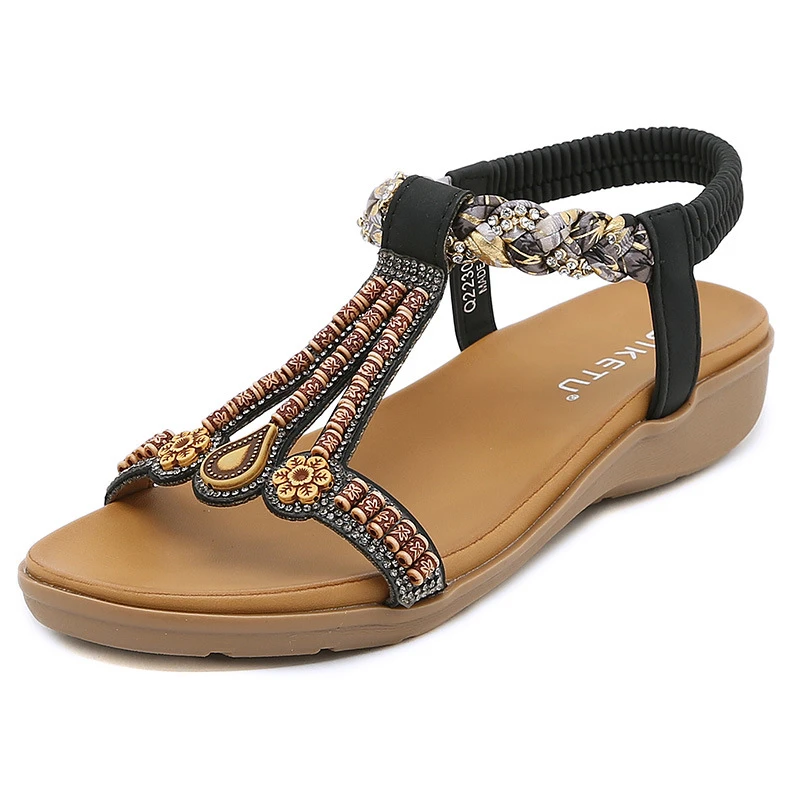 2025 Summer New Versatile Fashion Trend Women's Sandals Elastic Band Lightweight Comfortable Sandals Breathable Ethnic Style view 4