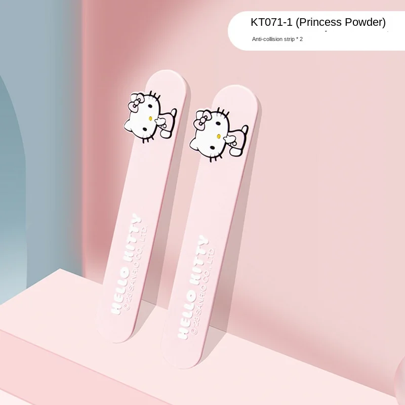 2 buah stiker pelindung pintu mobil Sanrio Hello Kittys Strip Bumper pintu mobil Kawaii Kt stiker pelindung pegangan mobil Anti-gores Film barang dekoratif