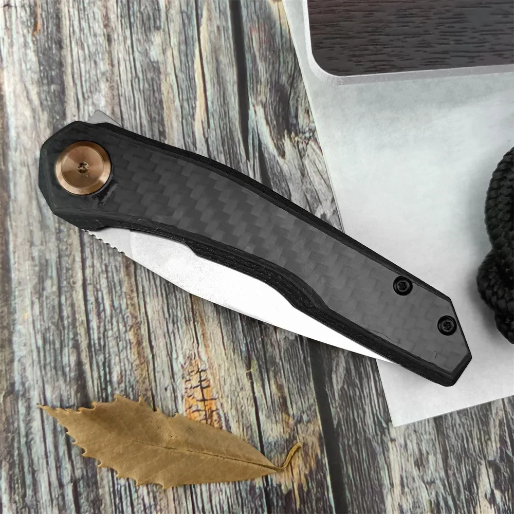 0545 Outdoor survival camping EDC Tools MagnaCut fin ball bearing folding knife D2 stone washing blade carbon fiber treatment