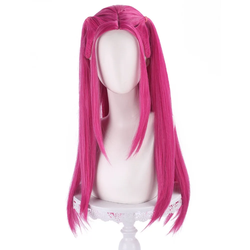 Rozerode pruik, populaire pruik voor Koreaanse popmuziek, anime-cosplaypruik voor kinderen, geschikt voor Halloween-kostuumfeesten