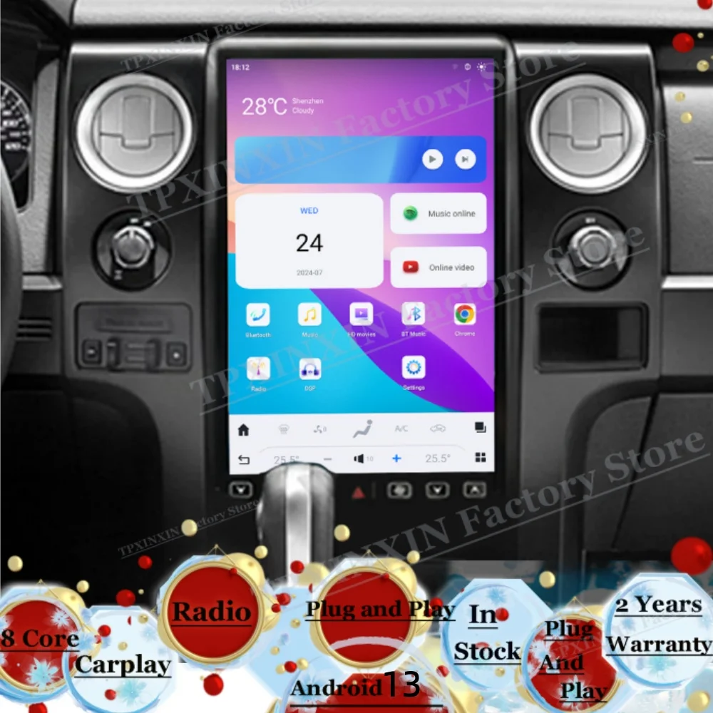 

Android Auto Wireless Carplay For Ford F150 2013 2014 Automotive Multimedia GPS Navigation Stereo Receiver Head Unit 14.4 Inch