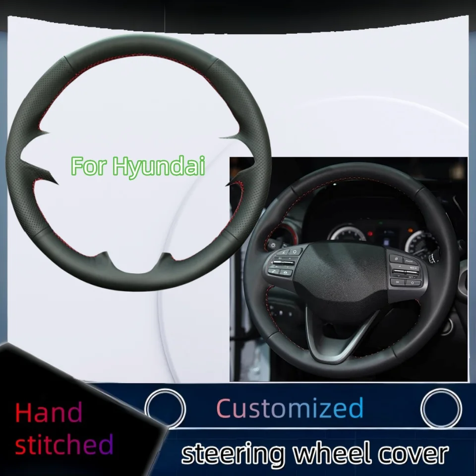 

Customized Microfiber Leather Car Steering Wheel Cover For Hyundai Kona Verna 2017-2020 For Hyundai I10 2020 Car Accessories
