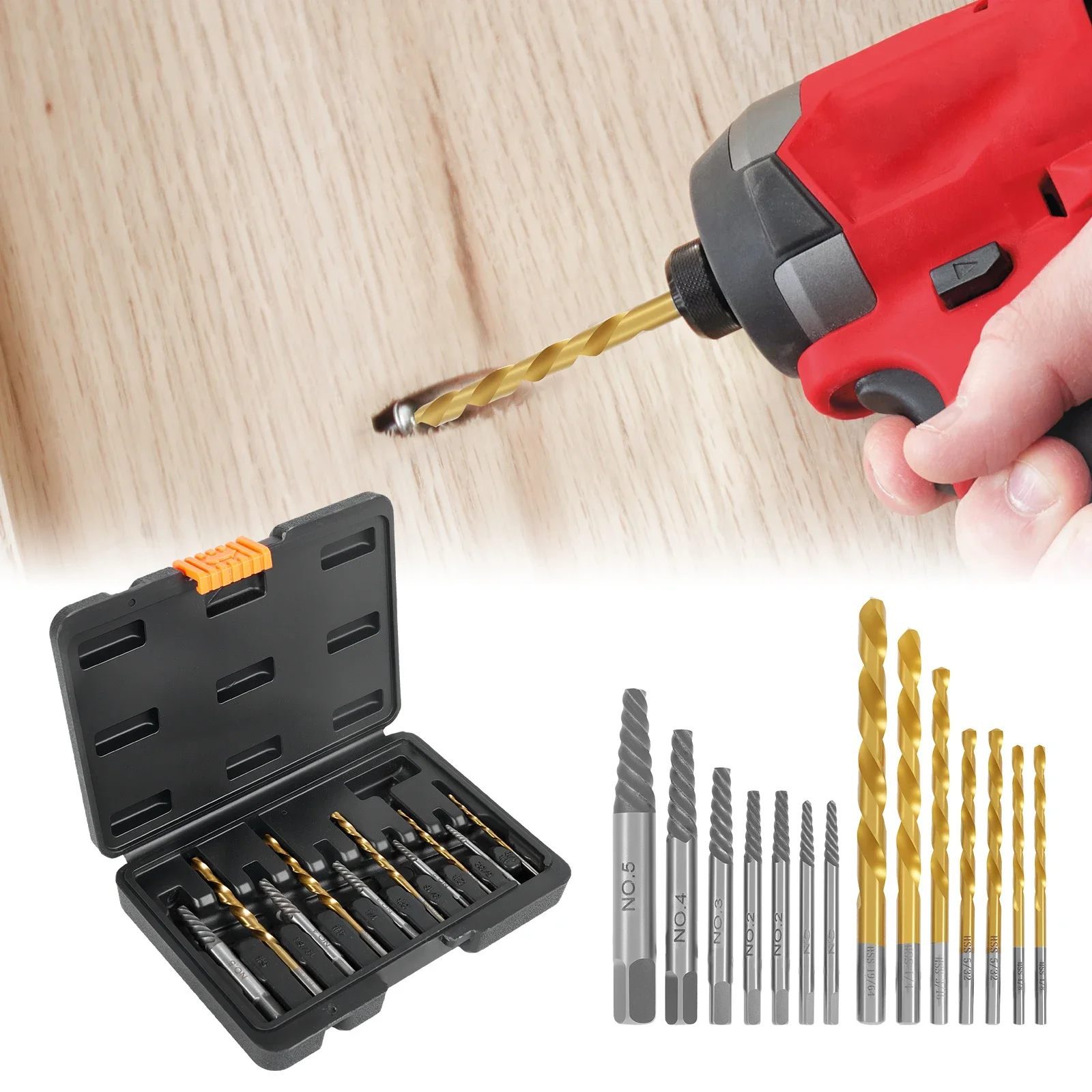 

Высокоскоростное стальное винтовое сверло и набор экстракторов для болтов Многофункциональный экстрактор гаек Крепежный болт Сепаратор винтов Спиральная дрель