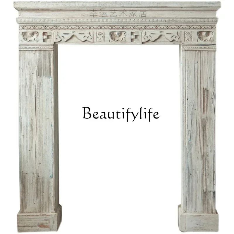 Q S Living Room Props Vintage Villa Shelf Curio Cabinet Hallway Fireplace Mantel Fake Carved