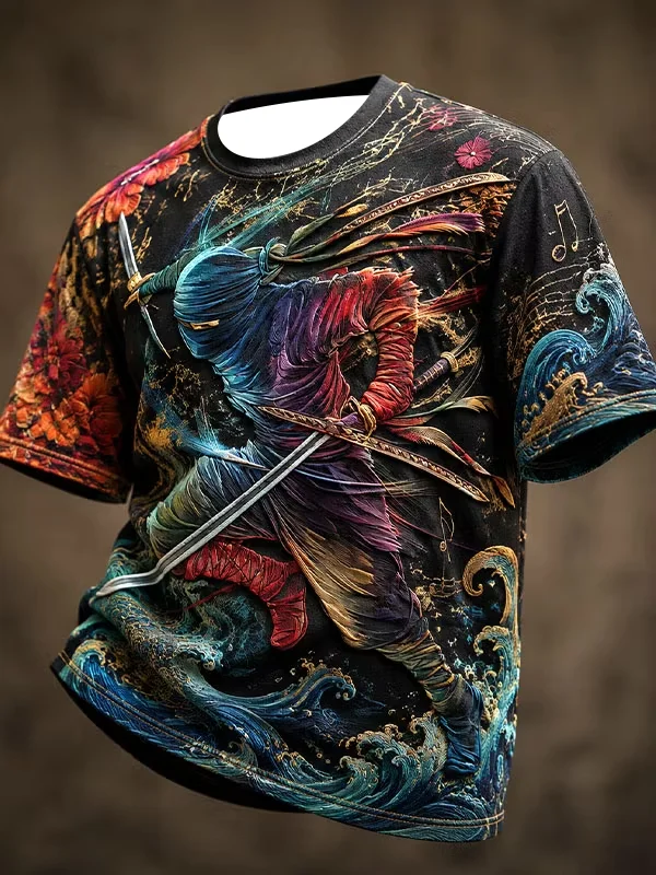 2027 Summer New Men's Football Training Clothing - Japanese Samurai Series 3D Printed Sports Quick-Drying T-Shirt for Family Use