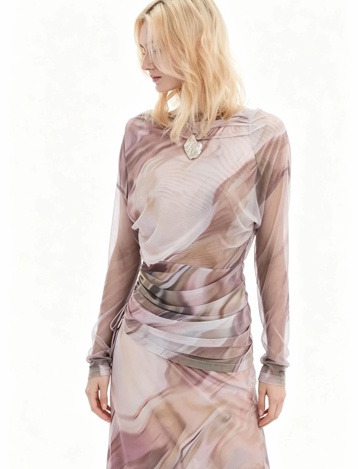 Spanish foreign trade new multi-color printed, round-neck long-sleeved knitted sweater, women's long-sleeved shirt T-shirt