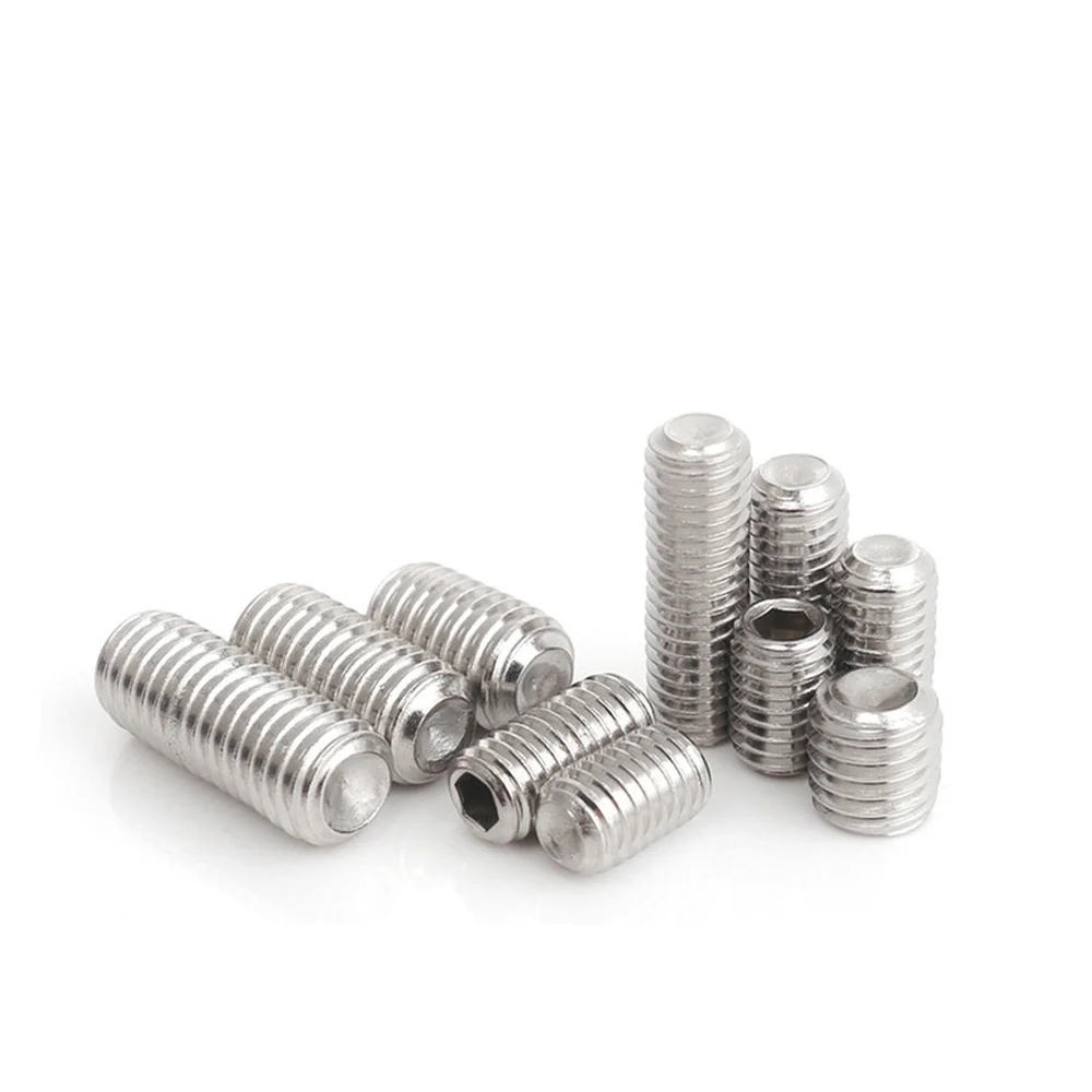 10Pcs Headless Hexagon Socket Grub Screw DIN916 Hex Socket Set Screw Cup Point Stainless Steel M2 M3 M4 M5 M6 M8 M10