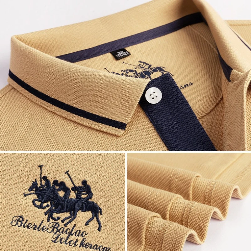 Summer Breathable Fashionable Men's Business Casual Polo Shirt Lapel Embroidered Golf Top Riding Sports Short Sleeve joker