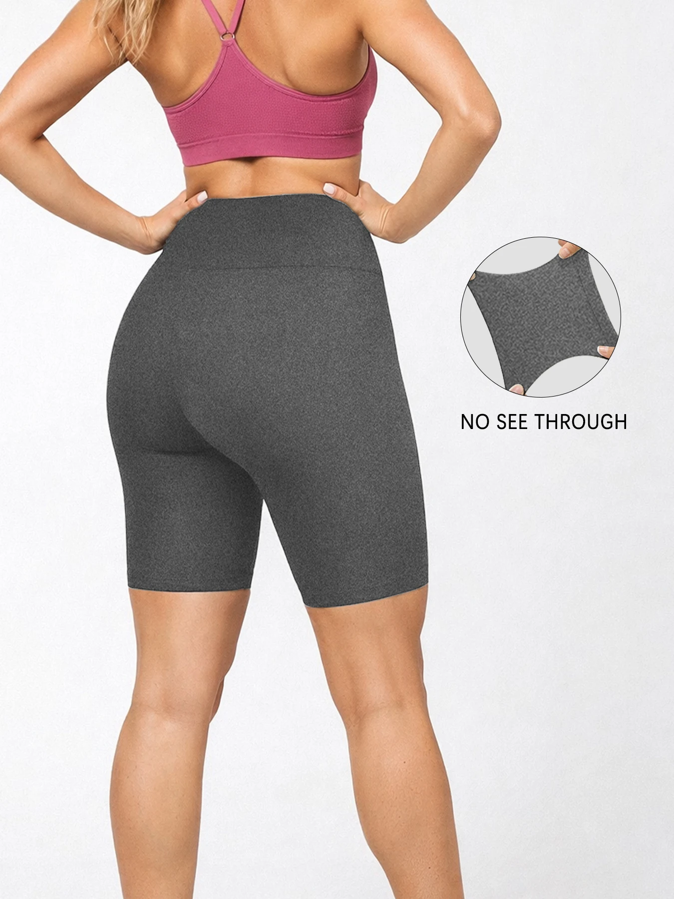 Women's Super Soft Crossover High Waisted Biker Shorts Tummy Control No See Through Workout Yoga Running Shorts