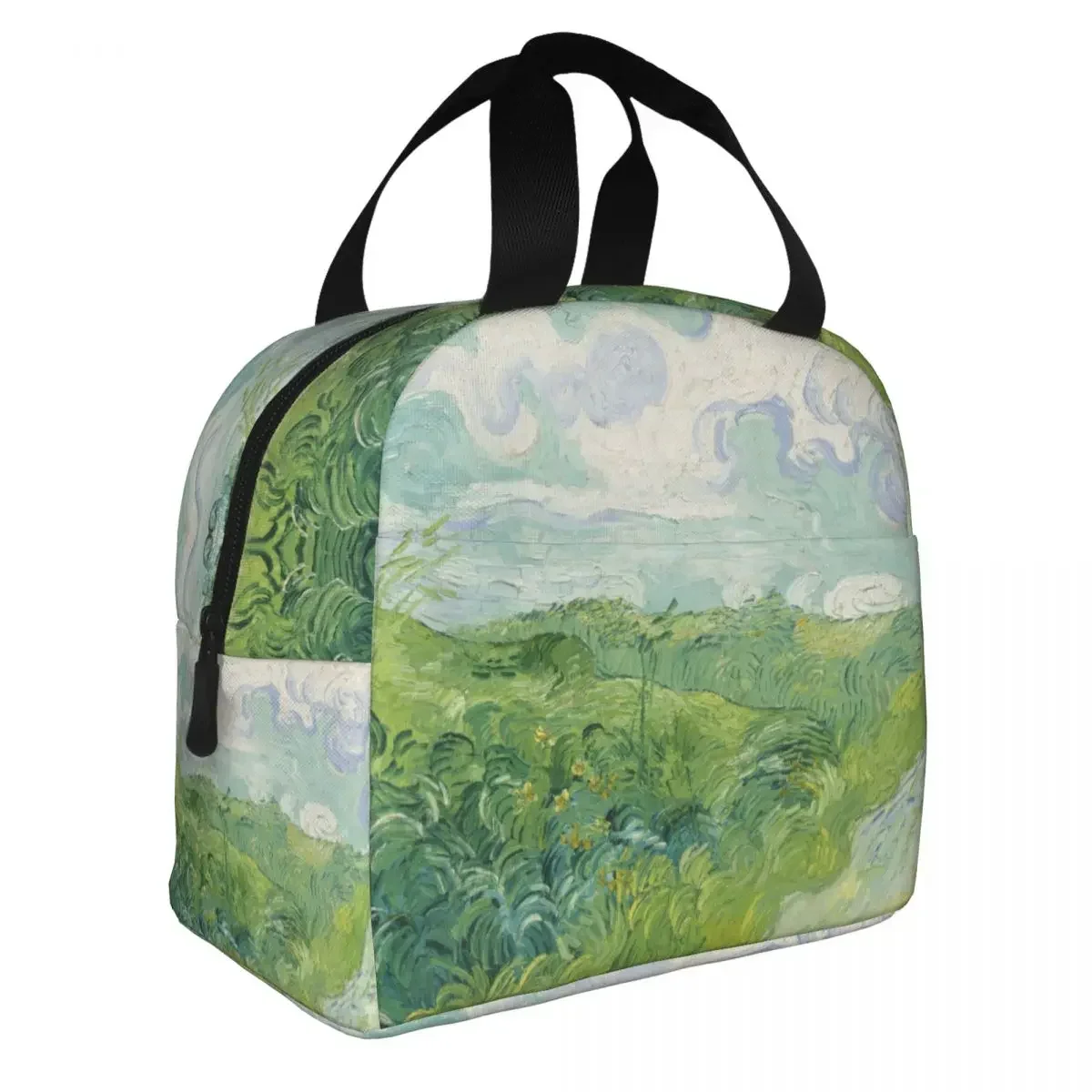 Green Wheat Fields Auvers Vincent Van Gogh Insulated Lunch Bag Large Art Lunch Container Cooler Bag Tote Lunch box Work Outdoor