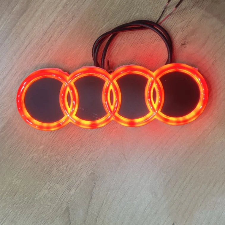 18*5.8CM 4D 라이트 LED 4링 배지 자동차 트렁크 로고는 아우디 A3A45A7A8S3S4S5S6S7Q3Q7TT 자동차 외장 부품 후면 장착에 적용됩니다. 썸네일 2