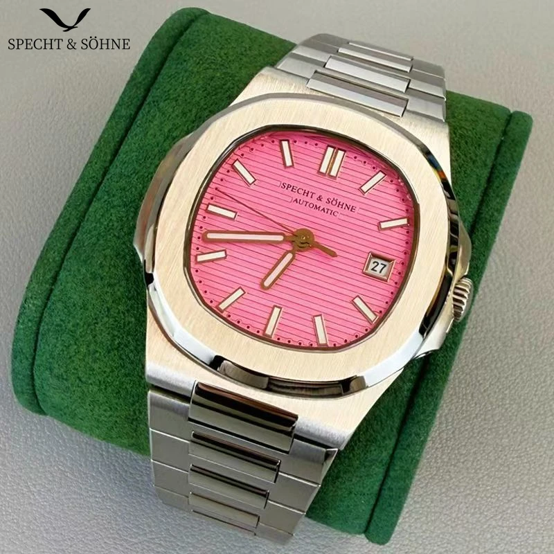 2025 SPECHT&SOHNE New Mechanical Watch For Mens Pink Dial Sapphire 42MM Japan Miyota 8215 Automatic Movement 5711 Classic Watch