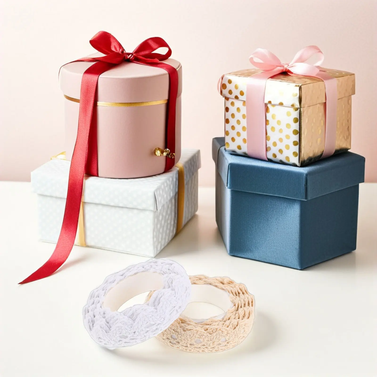 4 rolls Tape Adhesive Halloween Christmas New Year Cotton Lace Trim Ribbon Craft Lace Tape Cotton Lace Tape Craft Lace Ribbon