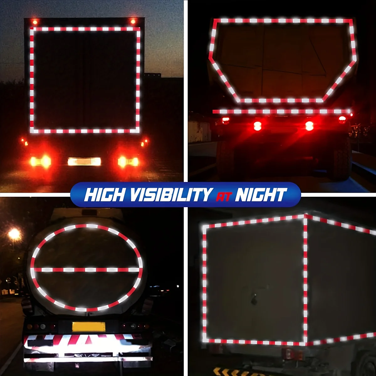 Reflective Safety Tape DOT-C2 Waterproof Adhesive Conspicuity Tape for Trailer, Outdoor, Cars, Trucks