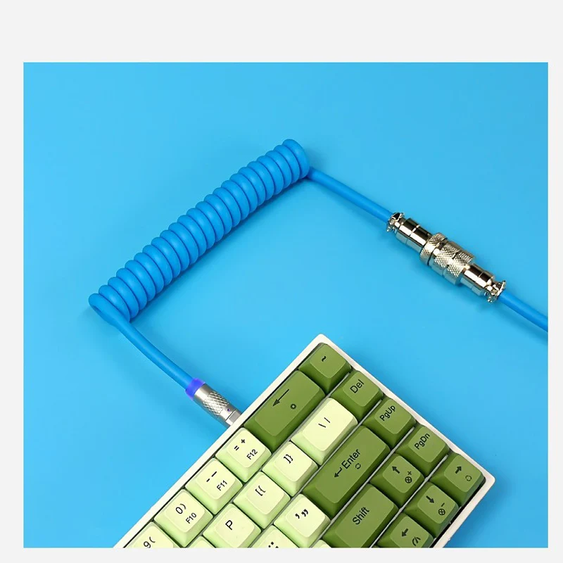 Macaron 1.8m Coiled Type-C To USB A TPU Mechanical Keyboard Cable with Detachable Aviator Connector for Gaming Keyboard