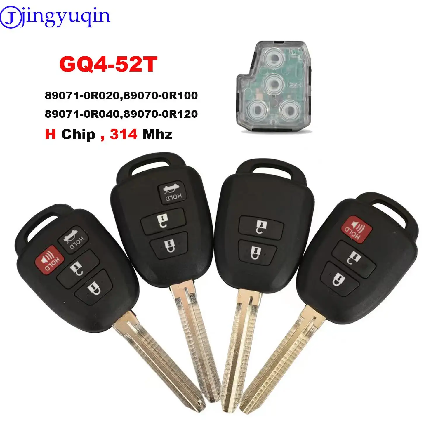 jingyuqin FCC: GQ4-52T Keyless Remote Car Key For Toyota Rav4 Highlander Sequoia Tundra Tacoma 2013-2018 With H Chip 314Mhz