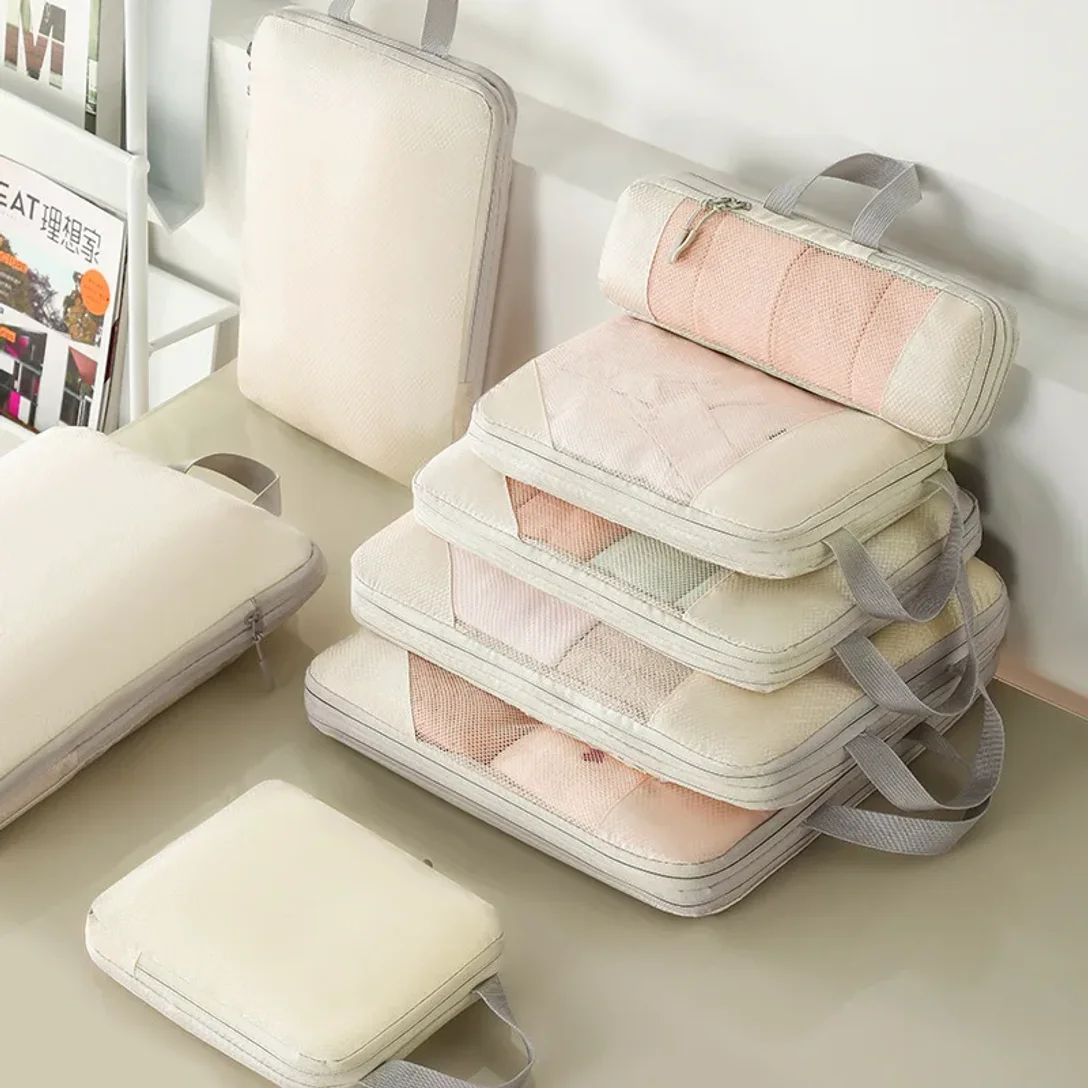 

5-Piece Set Compression Packing Cubes for Suitcases - Expandable Travel Organizer, Lightweight