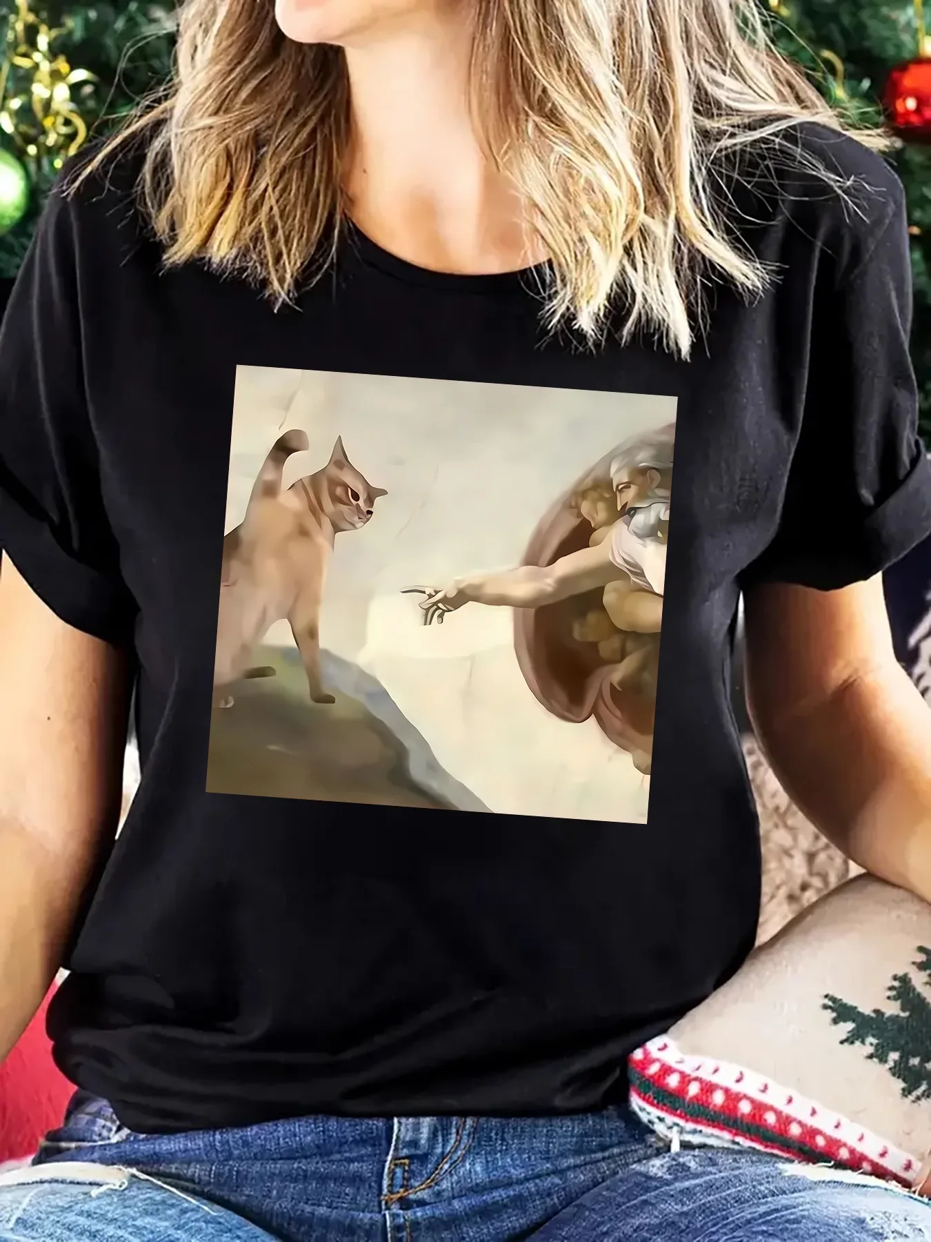 

Famous Painting Graphic Print Summer Autumn Winter Pure Cotton Men's and Women's T-shirt Short Sleeve Luxury Outdoor Sports