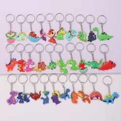 30pcs Cartoon Dinosaur Unicorn Keychain Cute Animal PVC Key Chain Ring Bag Backpack Charm Birthday Party Decor Boys Girls Gift
