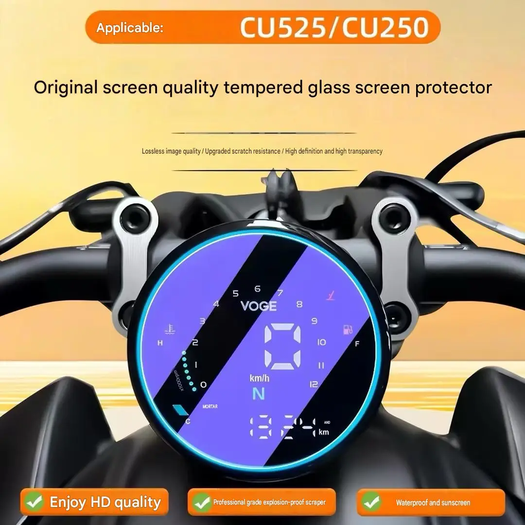 VOGE CU250 CU525 Full Coverage Dashboard Tempered Glass Film HD Anti-Explosion Screen Protector