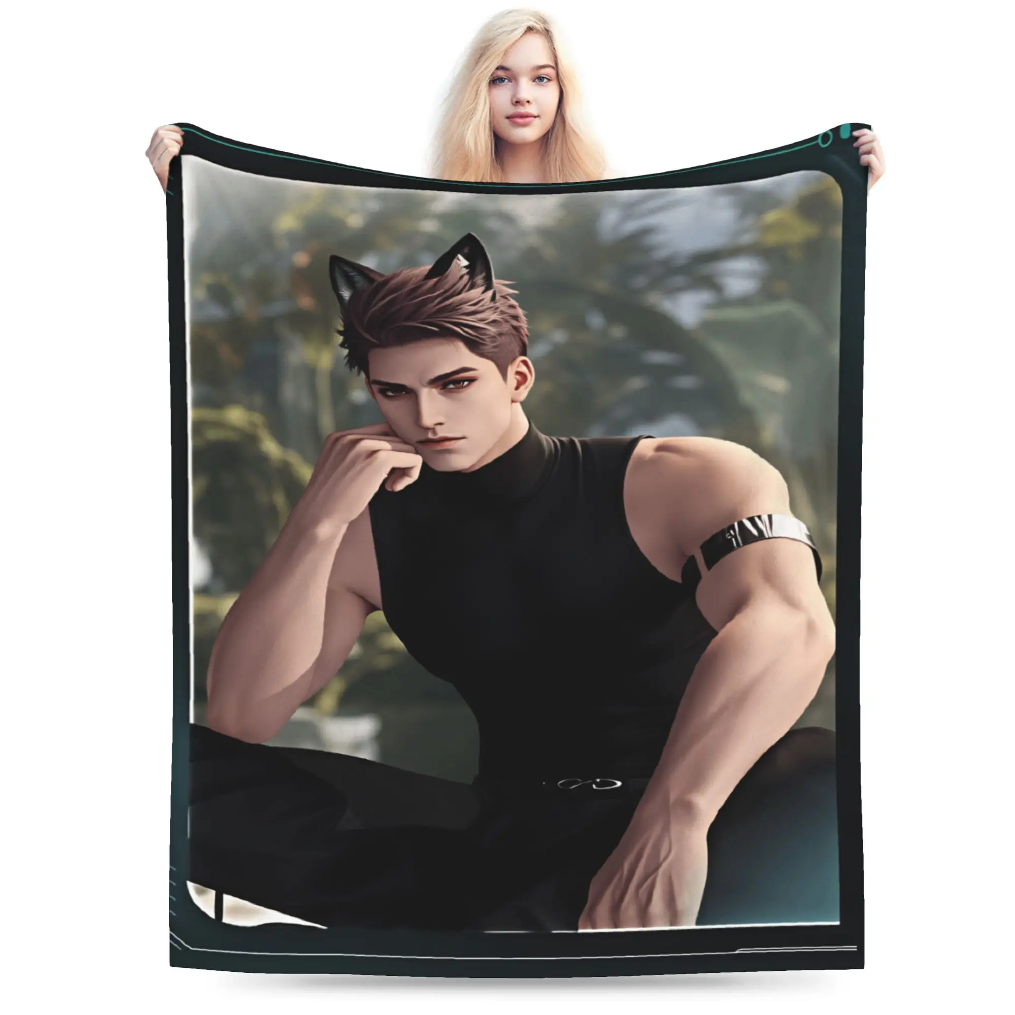 V-Valko L-Love and Deepspace Blankets Quality Comfortable  Throw Blanket Winter Camping Living Room Aesthetic Bedspread