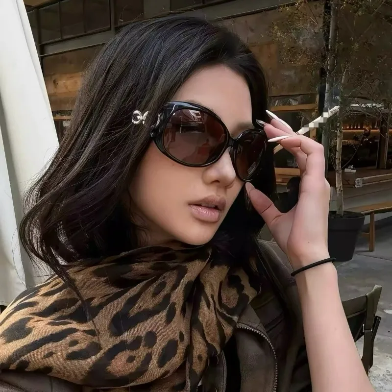 Fashion Large Size Sunglasses Elegant High-end Decor for Women Men Gradient Vintage Eyewear Y2K UV Protection Oval Sun Glasses