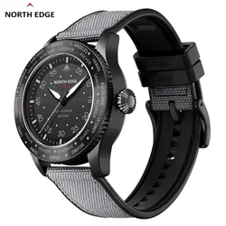NORTH EDGE MACH Watches 2024 New Desgin Solar Powered Watch Dual Time Zone Waterproof TPR Nylon Strap Pilot Mens Watch