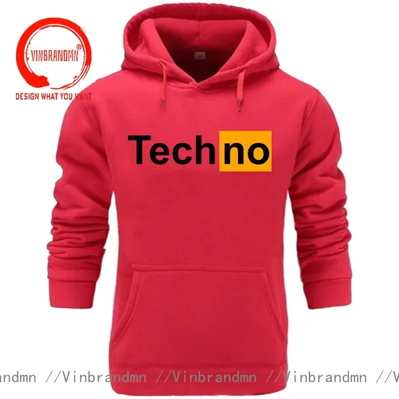 Funny Techno Hoodies Sweatshirts Men Women Trendy Music Festival Techno Logo Clothes Unisex Warm Fleece Kangaroo Pocket Hoodie