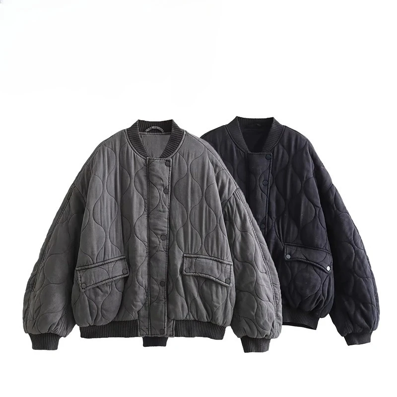 

Зимняя новая женская модная универсальная хлопковая куртка свободного кроя с дизайном пилота на плечах