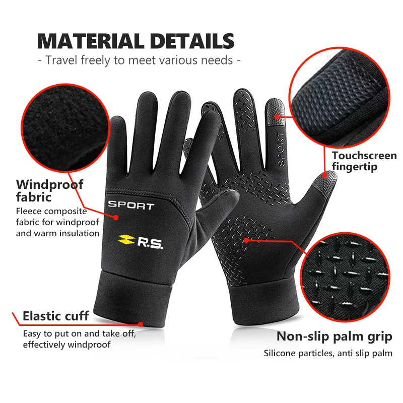 Men Women Touchscreen Warm Outdoor Cycling Driving Motorcycle Windproof Non Slip Gloves For Renault RS Clio Dacia Scenic Twingo