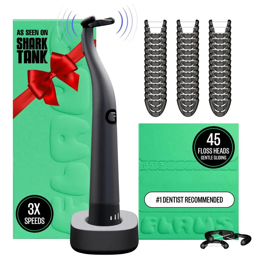 

Electric Flosser Oprahs List, Shark Tank 3 Speeds 45 Refill Heads Gentle Gliding Floss for Sensitive Gums Water Flosser Alternat