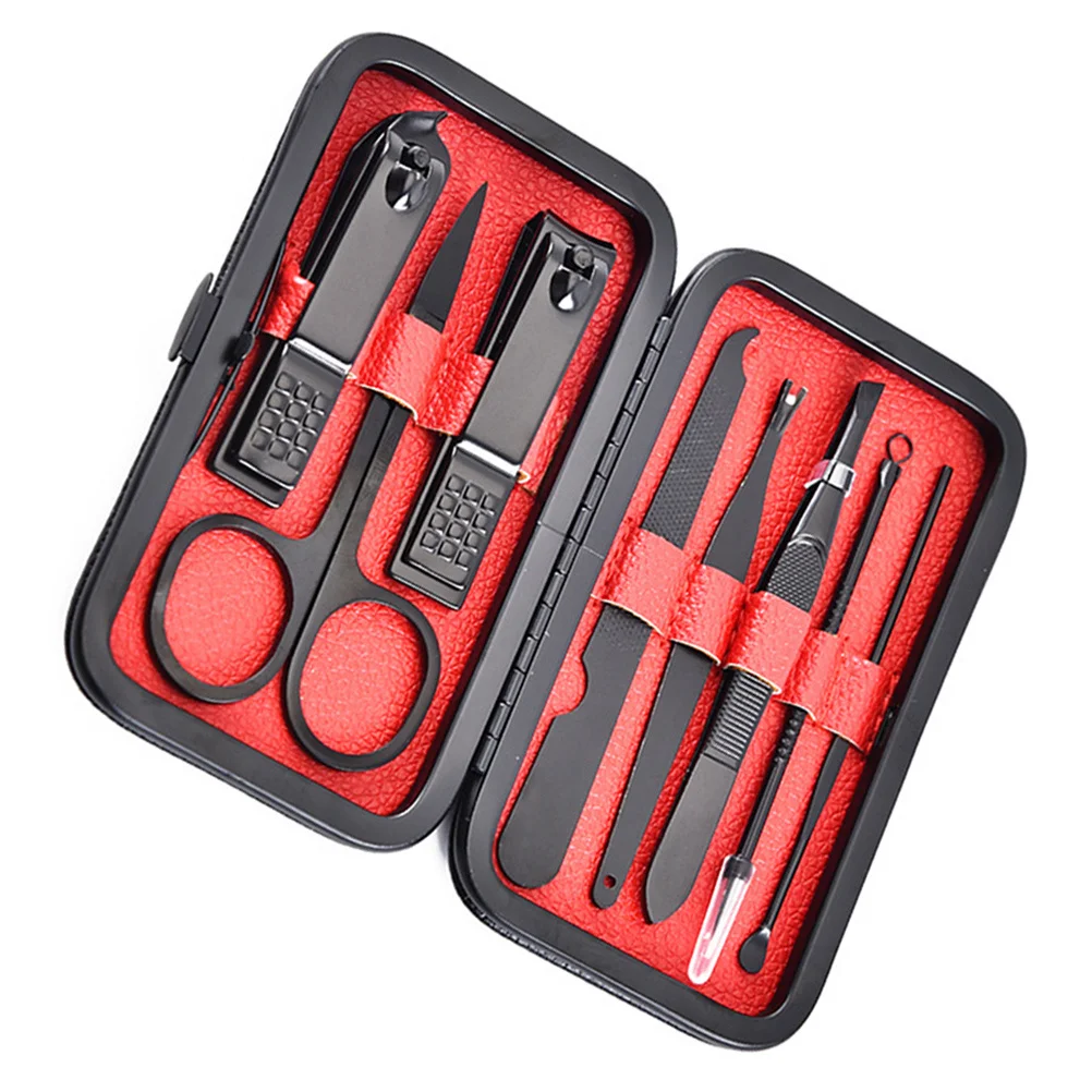 

1Set Nail Clipper Set Premium Stainless Steel Manicure Tools Nail Trimmer File Home Use for Man Woman Black Toe Finger Manicure