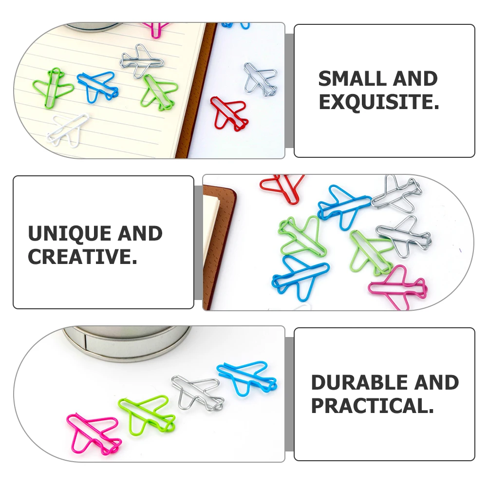 

24 Pcs Airplane Pin File Clamp Decorative Supply Portable Plane-shaped Clip Metal Paper Office