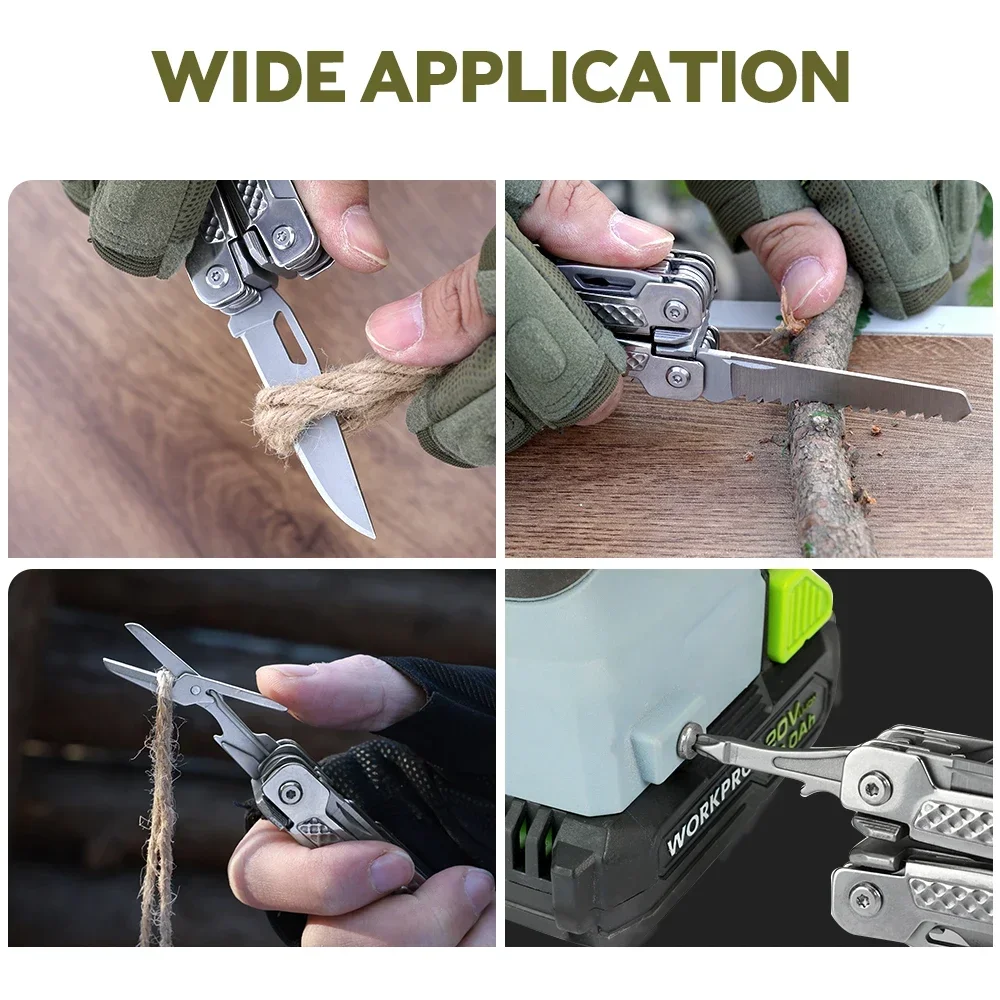 SWISS TECH 15 in 1 Multifunctional Folding Pliers EDC Multitool Pocket Knife Portable Scissors Outdoor Survival Camping Supplies