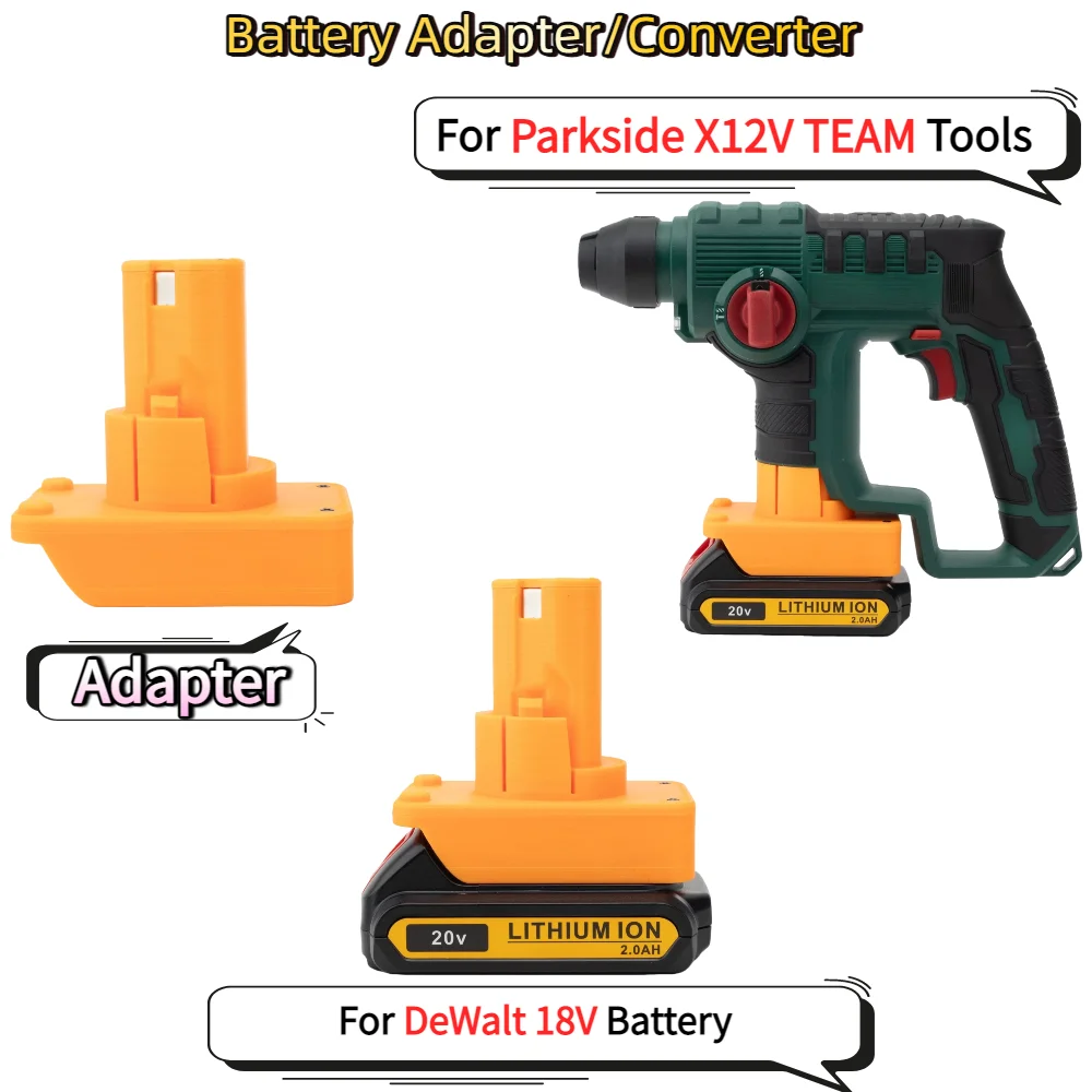 

For DeWalt 18V Li-ion Battery TO Parkside X12V TEAM Electric Drill Tools Battery Adapter/Converter(Only Adapter)