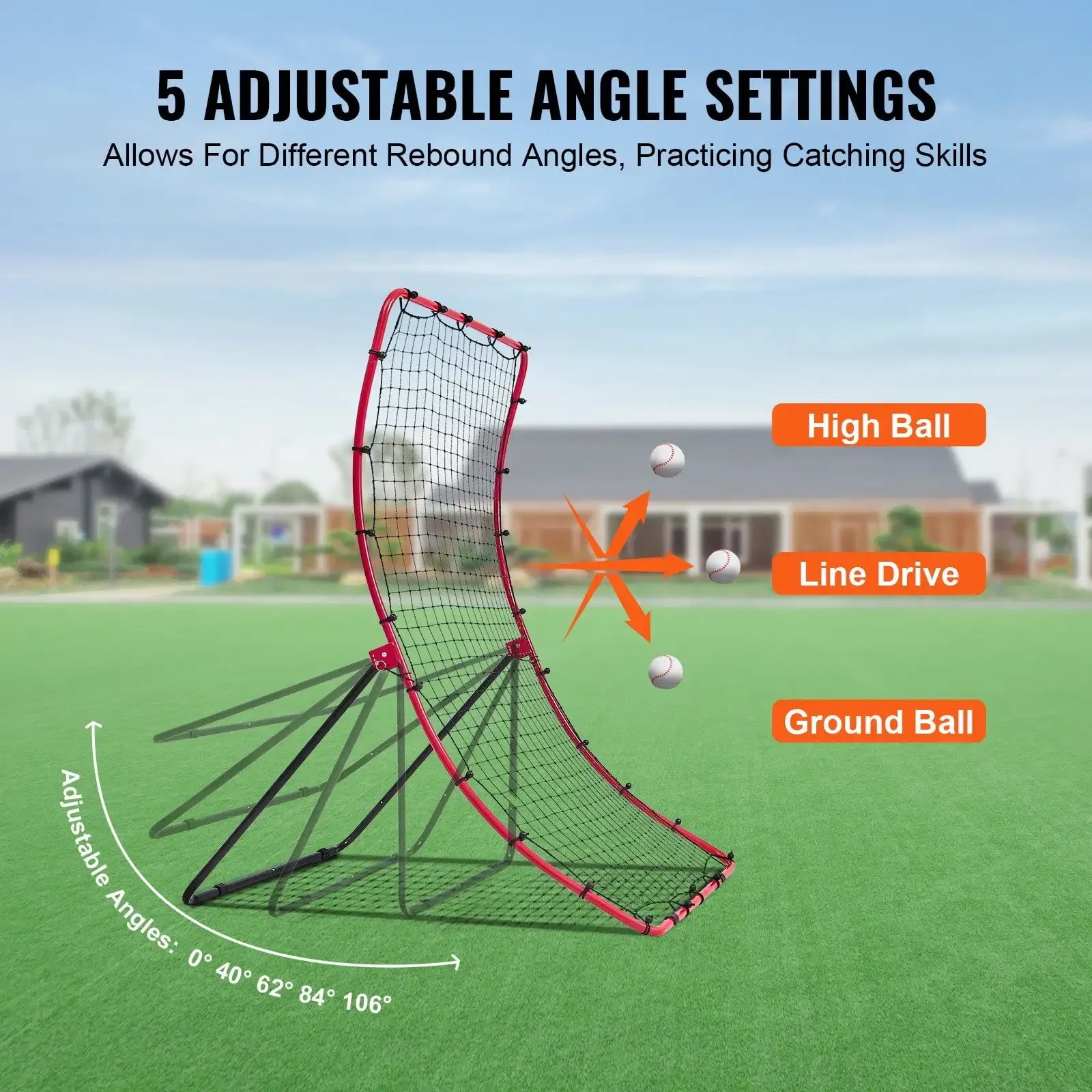 Baseball- und Softball-Rebounder-Netz, 4 x 5,5 Fuß, PitchBack, All Angle Fielding