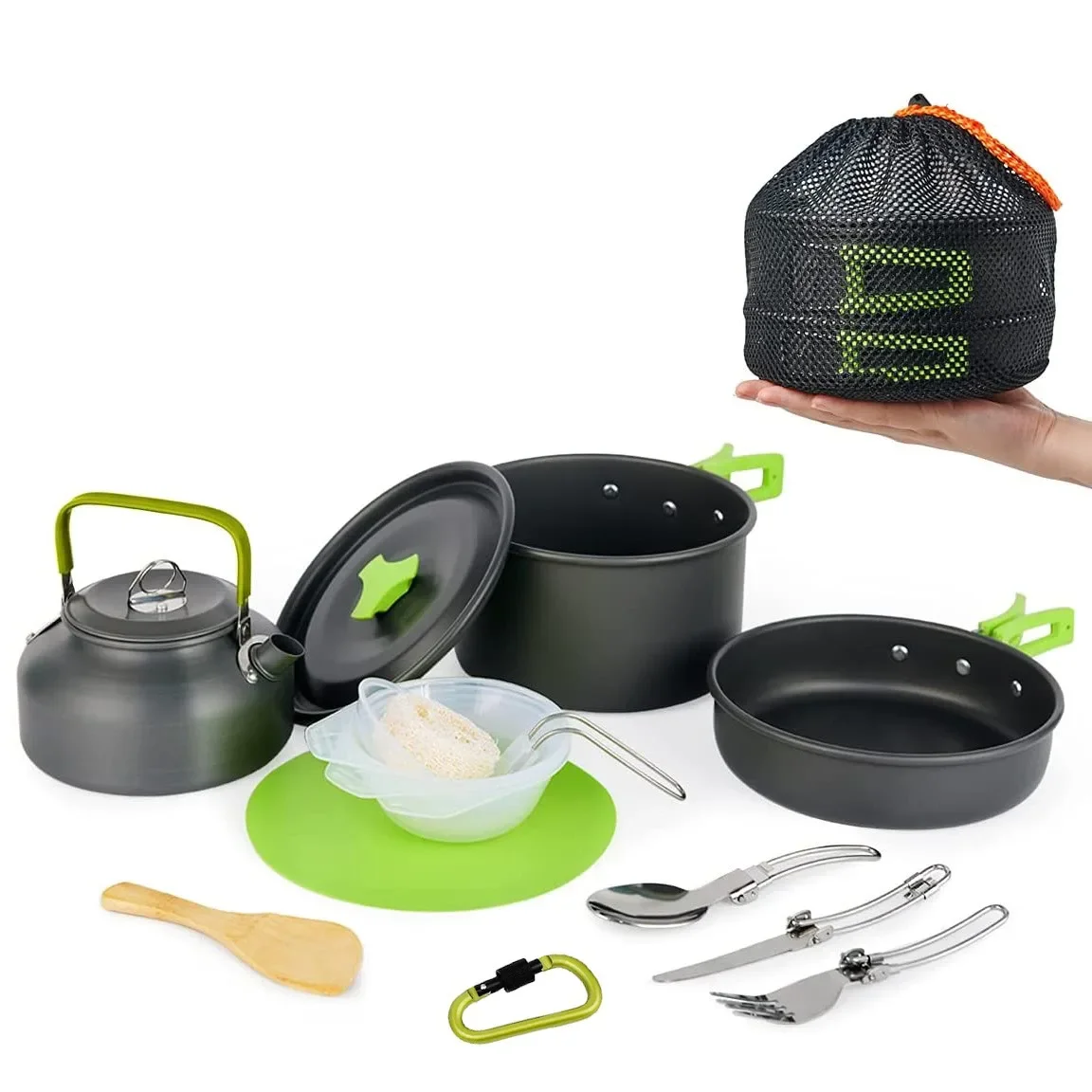 

Camping Cooking Set Camping Cookware Travel Utensils Outdoor Picnic Set Teapot for 2-3 People Non-stick Pan Set