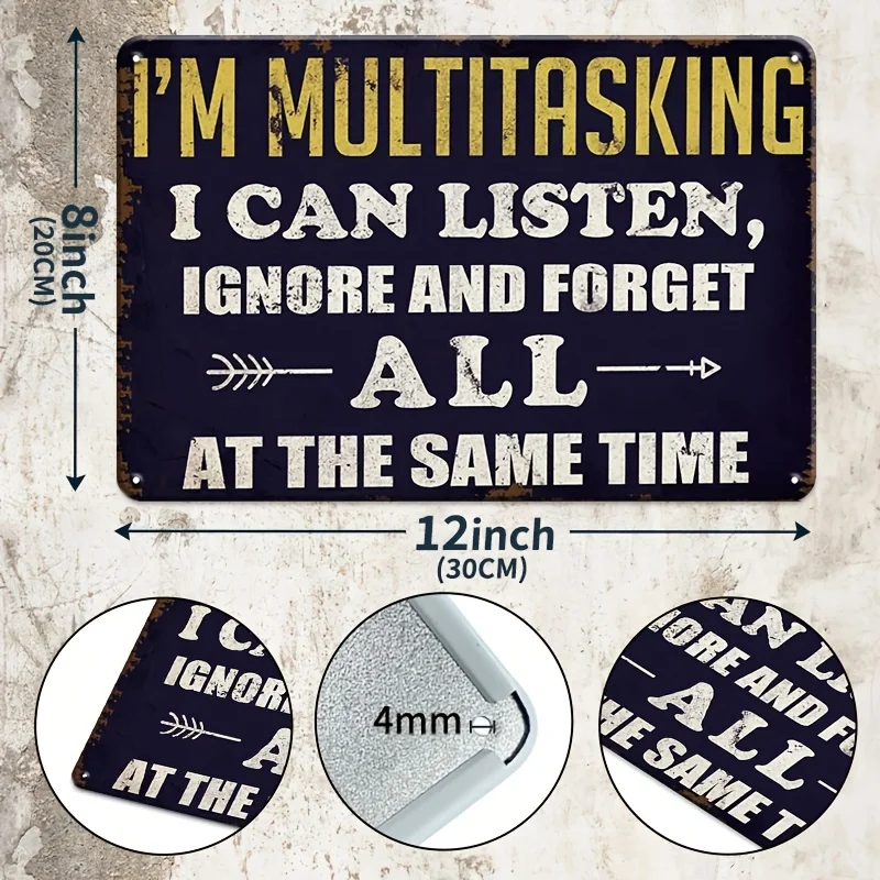 [JIT]Decorative Sign& Plaque 6pcs Set of Humorous Office Metal Signs, Vintage Garage Decor, Satirical Wall Art, Suitable for Hom