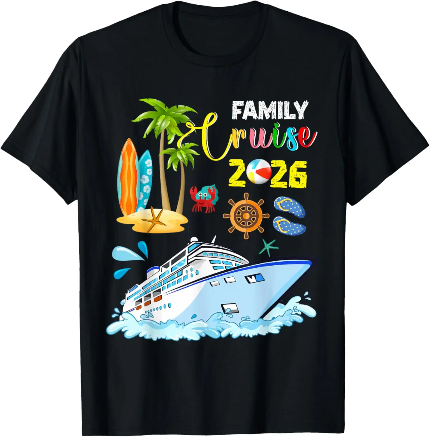 

Family Cruise 2026 Graphic Tee Vacation Beach Trip Short Sleeve T-Shirt for Men