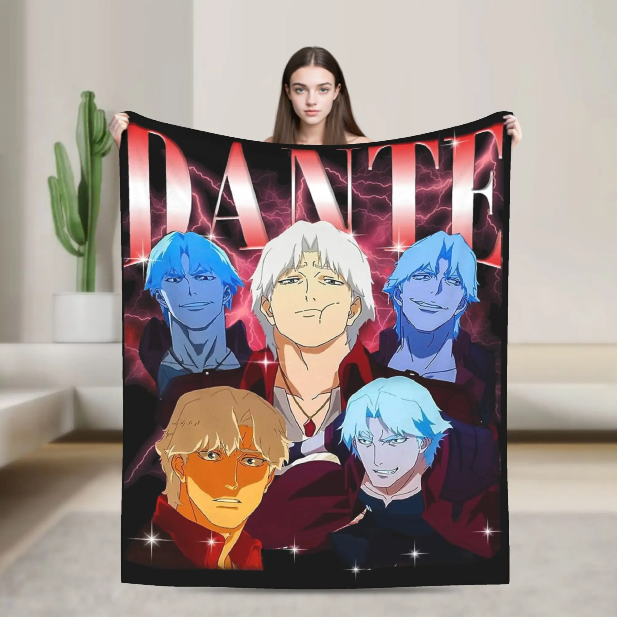 Dante Devil May Cry Bootleg Blanket Velvet Printed   Multifunction Warm Throw Blanket for Home Outdoor Plush Thin Quilt