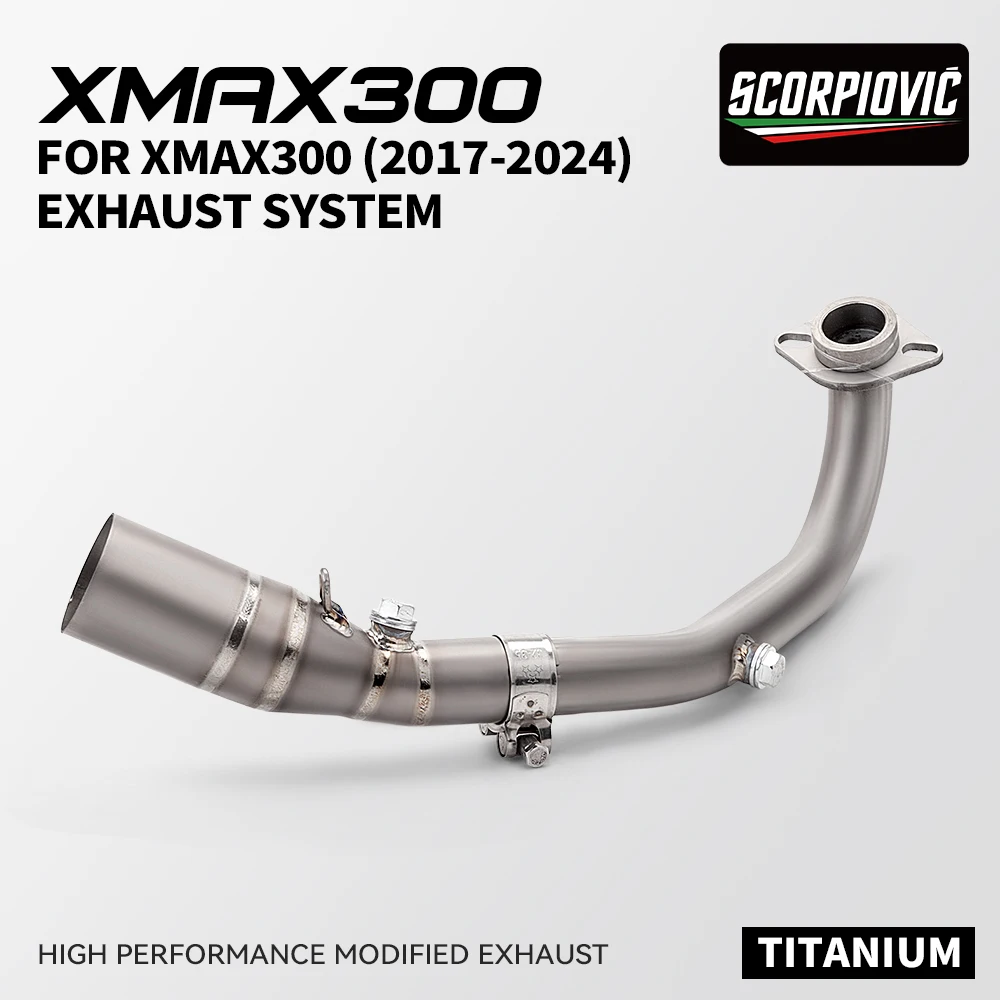 

XMAX 300 Motorcycle Exhaust For XMAX300 Titanium alloy Front Exhaust Muffler Escape Middle Link Pipe With 2 oxygen sensors