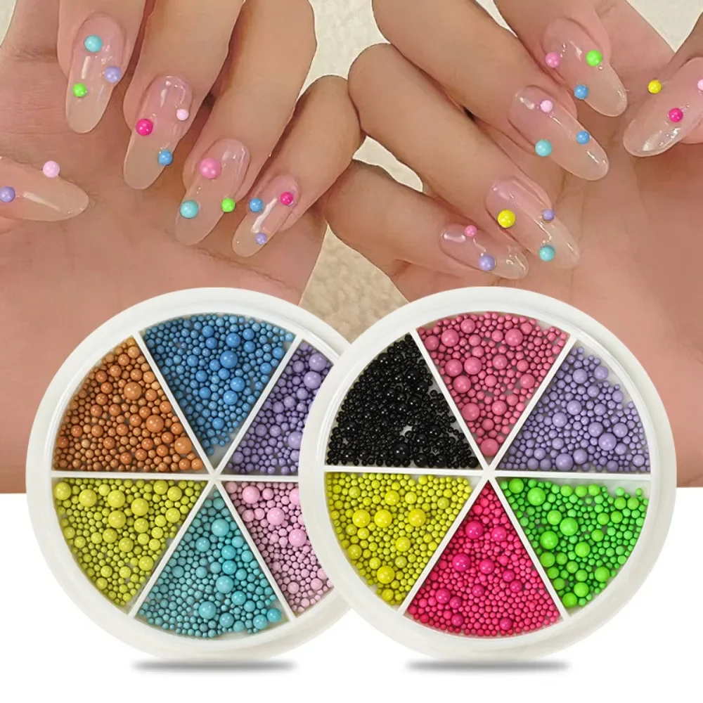 6 Grids Nail Art Tiny Steel Caviar Beads Mulit Size 3D Design Colorful Jewelry Manicure Tool DIY Nail Decoration Nail Sticker